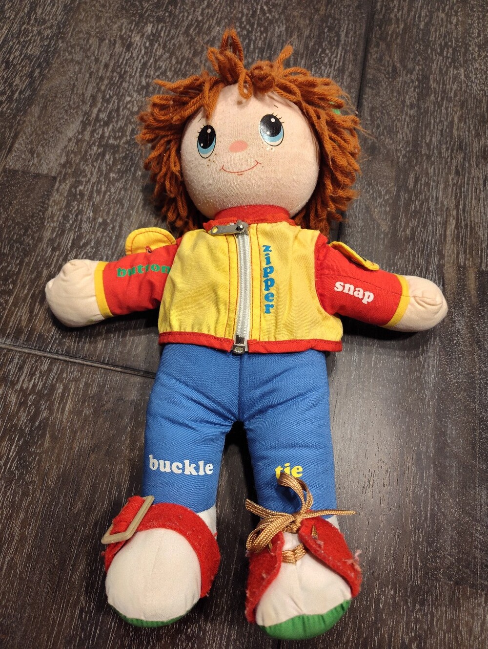 Playskool Dapper Dan Activity Doll Button Snap Zip Tie Buckle Plush Vintage